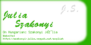 julia szakonyi business card